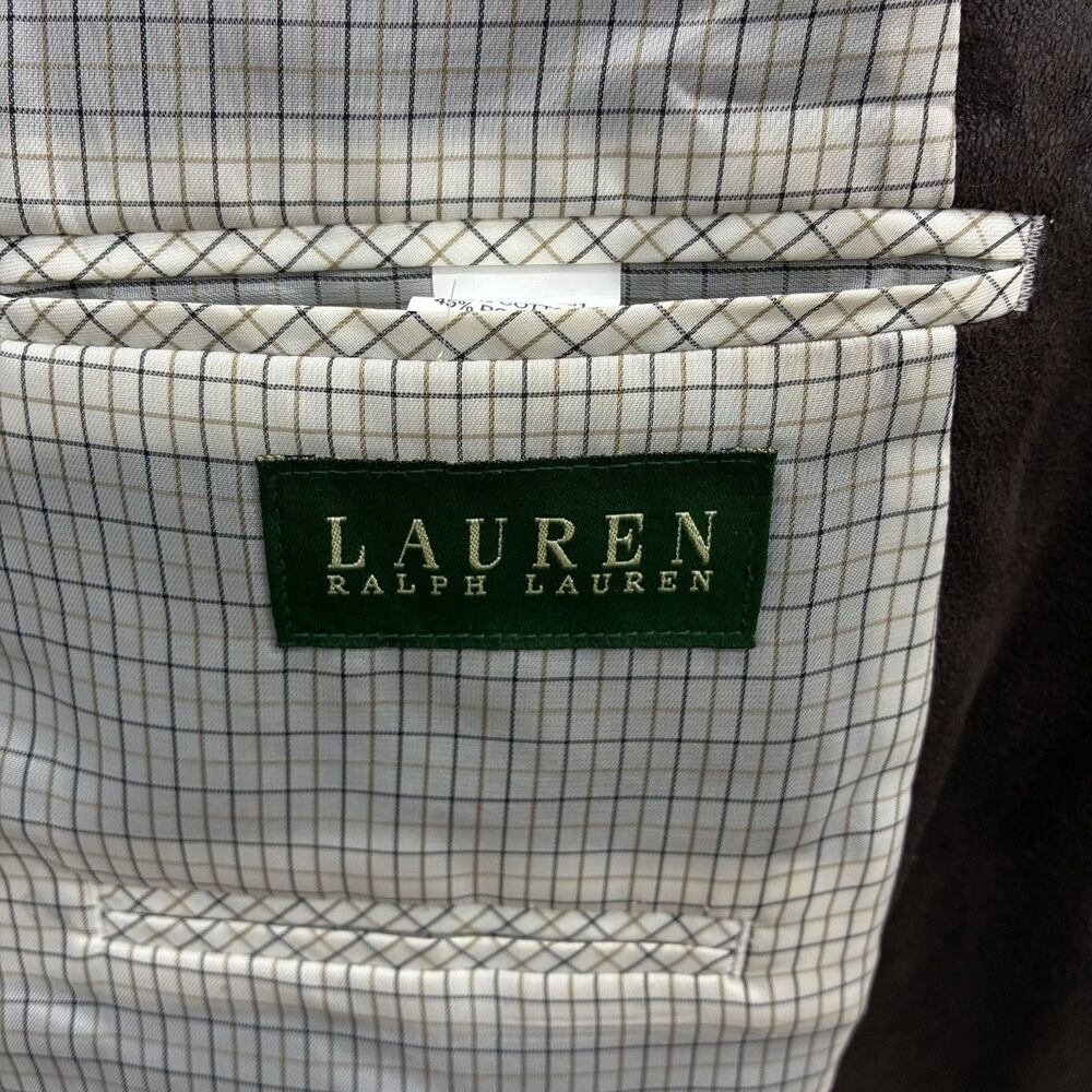 Lauren Ralph Lauren 50R Brown Faux Leather 2-Button Single-Vent Sports Coat - Picture 5 of 8